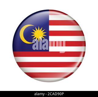 Malaysia flag icon vector illustration isolated on white background.Malaysian flag.Flag icon glossy. Stock Vector