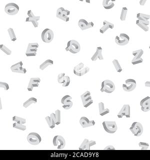 Mosaic of white 3D letters. Vector seamless pattern. Stock Vector