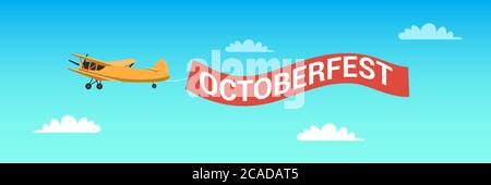 Octoberfest beer festival flat vector banner Stock Vector