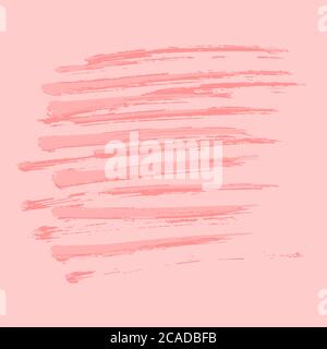 horizontal pink broad strokes natural brush on a pink background. template. texture Stock Vector