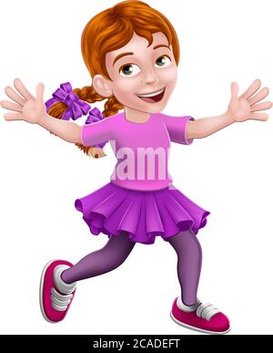Girl Kid Cartoon Character Playing Stock Vector