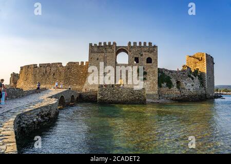 Inside the Archaeological site of Methoni Castle. Built by the Venetians in the early 13th century, it is the biggest and largest in Mediterranean Stock Photo