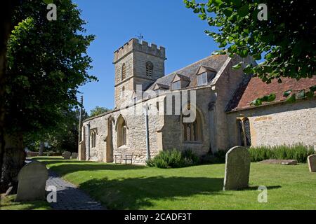 St Peter's Church, Pebworth - a small rural Cotswold 15th century church with remains going back to 13th century. Stock Photo