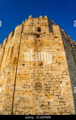 Iconic view of the stand alone structure, the Bourtzi of Methoni castle. Built by the Venetians in the early 13th century. Stock Photo