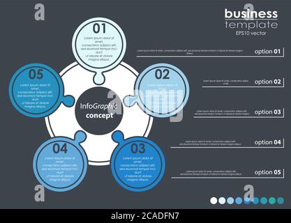 EPS 10 vector file for business info graphic template designs, team work concepts and data information with five options Stock Vector
