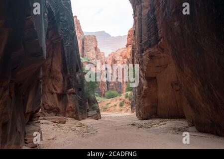 Antelope Canyon during the Summer  lights and rocks arizona usa Stock Photo