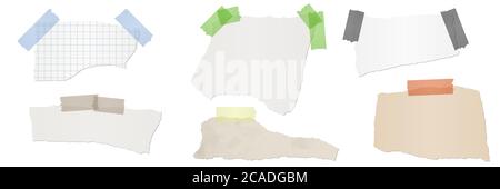 collection of different colored scraps of papers with adhesive strips Stock Vector