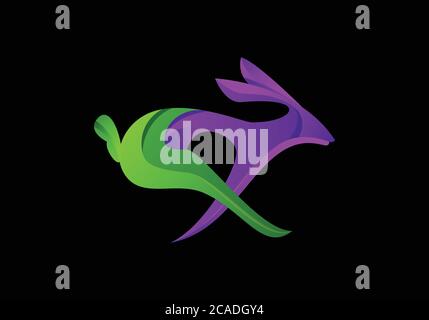 Colorful rabbit gradient artwork logo template. Rabbit logo sign symbol vector illustration Stock Vector