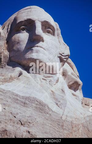 Mt. Rushmore close up of George Washington Stock Photo