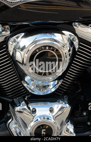 Kawasaki Vulcan 1700 Nomad Motorcycle Engine parked on the street of Harrogate, North Yorkshire, England, UK. Stock Photo