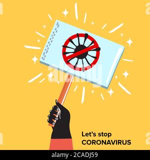 Coronavirus Icon with Red Prohibit Sign. Vector Illustration Stock Vector