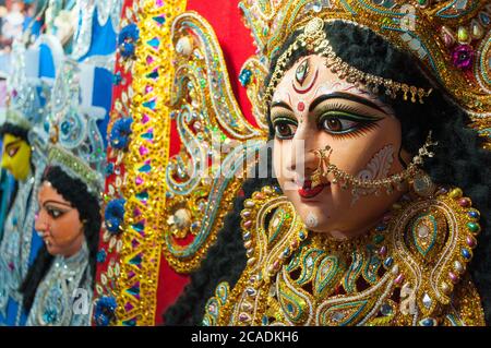 Portrait of Goddess Durga with use of selective focus Stock Photo