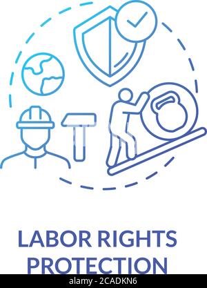 Labor rights protection blue gradient concept icon. Employee health safety. Support labour movement. Trade union idea thin line illustration. Vector i Stock Vector