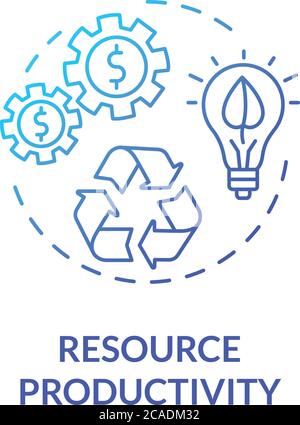 Resource productivity blue gradient concept icon. Conscious consumption. Ecological service. Sustainable development idea thin line illustration. Vect Stock Vector