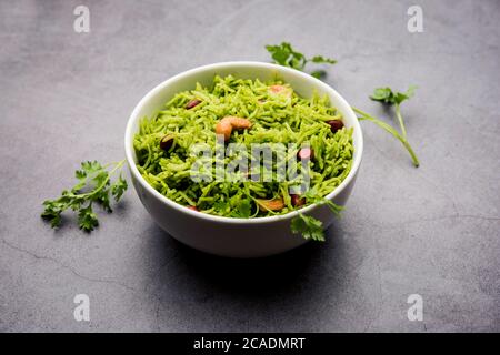 Coriander, Cilantro rice also called Dhaniya Chawal or pulao or kothamalli in India Stock Photo