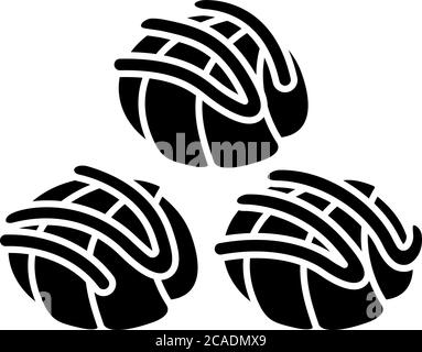 Profiteroles black glyph icon. Cream puffs with chocolate sauce. National French sweets. Traditional cuisine of France. Silhouette symbol on white spa Stock Vector