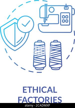Ethical factories blue gradient concept icon. Textile supplier. Zero waste manufacture. Sustainable production of material idea thin line illustration Stock Vector