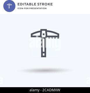 Ice Axe icon vector, filled flat sign, solid pictogram isolated on white, logo illustration. Ice Axe icon for presentation. Stock Vector