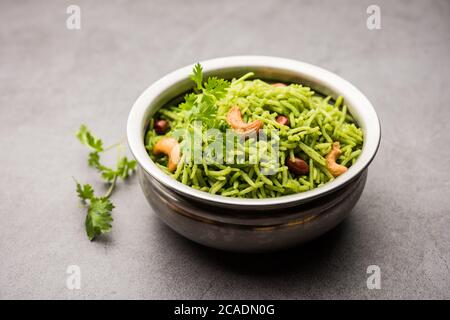 Coriander, Cilantro rice also called Dhaniya Chawal or pulao or kothamalli in India Stock Photo