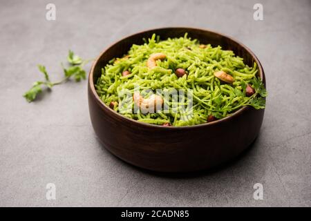 Coriander, Cilantro rice also called Dhaniya Chawal or pulao or kothamalli in India Stock Photo