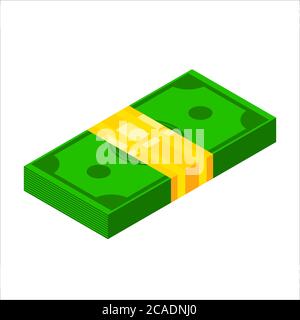 Pile of money icon. Isometric dollar banknotes. 3d Money symbol vector illsutration Stock Vector