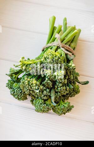 Fresh raw broccolini or baby broccoli close-up Stock Photo
