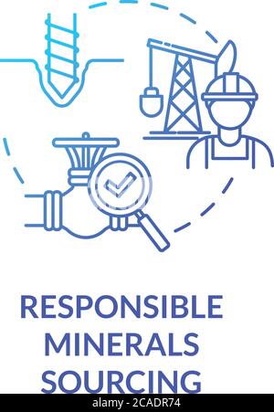 Responsible minerals sourcing blue gradient concept icon. Industrial production. Mining platform. Ethical manufacturer idea thin line illustration. Ve Stock Vector