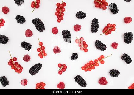 Fresh summer pattern with berries on white Stock Photo