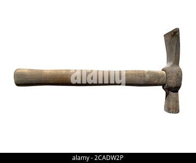 old pickaxe on a white isolated background Stock Photo