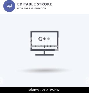 C icon vector, filled flat sign, solid pictogram isolated on white, logo illustration. C icon for presentation. Stock Vector