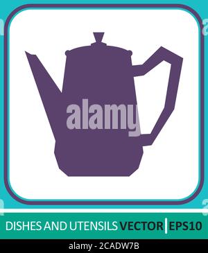 Coffee pot. Tea, coffee, hot drinks. Vector Icon. Simple vector illustration for graphic and web design. Stock Vector