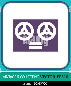 old reel-to-reel tape recorder. Vector Icon. Simple vector illustration for graphic and web design Stock Vector