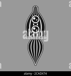 the logo is an abstraction of the rocket flame stripes on gray isolated background. Vector image Stock Vector
