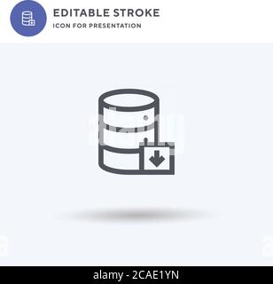 Database icon vector, filled flat sign, solid pictogram isolated on white, logo illustration. Database icon for presentation. Stock Vector