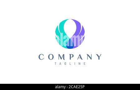 Modern 2 wing circle vector design concept. Suitable as a logo to represent freedom, creativity and happiness. Stock Vector