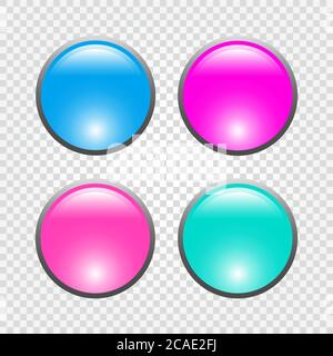 Set of 3d round web buttons. Vector illustration. Stock Vector