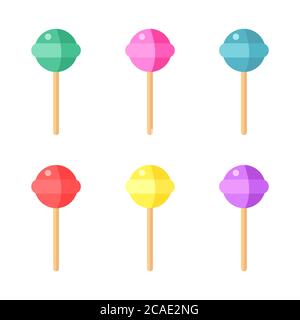 Set of colorful lollipops on white background. Vector illustration. Stock Vector