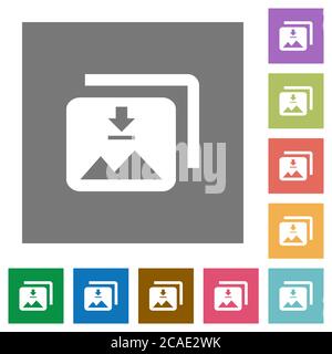Download multiple images flat icons on simple color square backgrounds ...