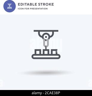 Machinery icon vector, filled flat sign, solid pictogram isolated on white, logo illustration. Machinery icon for presentation. Stock Vector