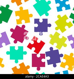 Seamless pattern of colored puzzle pieces for texture, textiles and simple backgrounds. Stock Vector