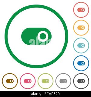 Single horizontal toggle flat color icons in round outlines on white background Stock Vector