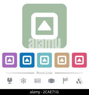 Toggle up white flat icons on color rounded square backgrounds. 6 bonus icons included Stock Vector