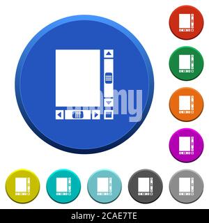Blank document with scroll bars round color beveled buttons with smooth surfaces and flat white icons Stock Vector