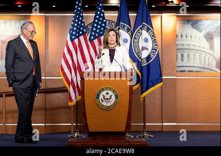 Washington, DC, USA. 6th Aug, 2020. August 6, 2020 - Washington, DC, United States: House Speaker NANCY PELOSI (D-CA) speaking at a press conference. Credit: Michael Brochstein/ZUMA Wire/Alamy Live News Stock Photo