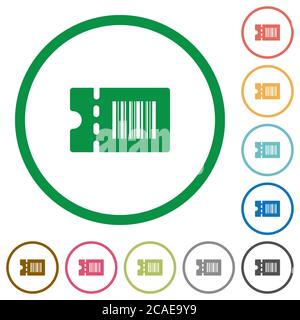 Discount coupon code flat color icons in round outlines on white background Stock Vector