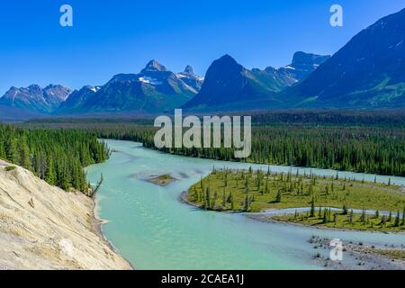 Glacial meltwater, Athabasca River, Jasper National Park, Alberta Stock Photo