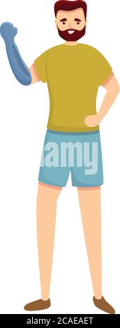 Man with artificial hand icon. Cartoon of man with artificial hand vector icon for web design isolated on white background Stock Vector