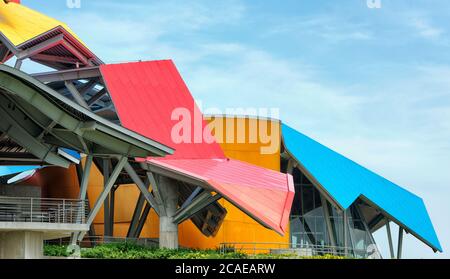 The Biomuseo, Museum of Bio Diversity, with colourful roof sections, Panama City, Panama, Central America Stock Photo