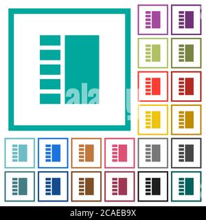 Vertical tabbed layout flat color icons with quadrant frames on white background Stock Vector