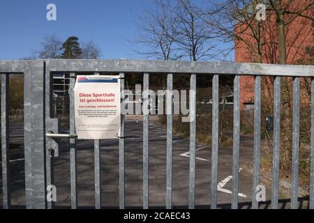 closed sportspark, schools and playgrounds due to the Corona crisis. Stock Photo